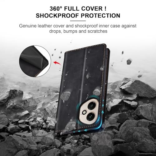 Image of Jasonyu Wallet Case for Honor 400, Flip PU Leather, Black