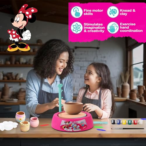 Image of Zest 4 Toyz Battery Operated Imaginative Arts DIY Pottery Wheel Game with Colors and Stencils | Creative Educational Toy (Pink)
