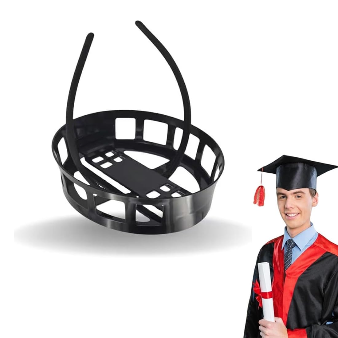 Diadema para Birrete de Graduación, Mantén tu Cabello Natural Durante el Día, Asegura tu Birrete, Ideal para Graduacion Niños 5 Años, Plástico, Cómoda, Soporte para Regalados de Graduados