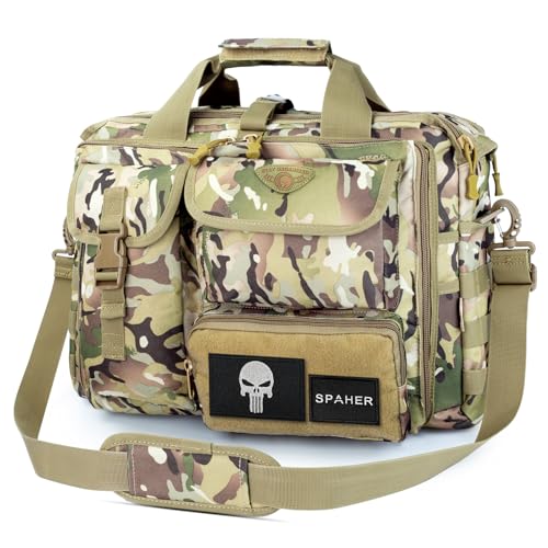 SPAHER Arbeitstasche Laptoptasche 14/15.6/17.3 Zoll Messenger Bag Pilotentasche Aktentasche Taktische Tasche Militär Tasche Tragetasche Schultertasche Geschenk für Männer