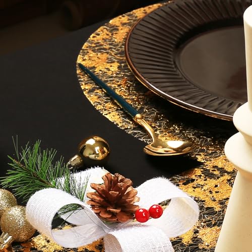 Noctiflorous Round Gold Placemats 14 Inch Set Of 24 Indoor Outdoor Disposable Place Mats For Dinning Table For Wedding Party Birthday Thanksgiving Halloween Christmas thumb #2