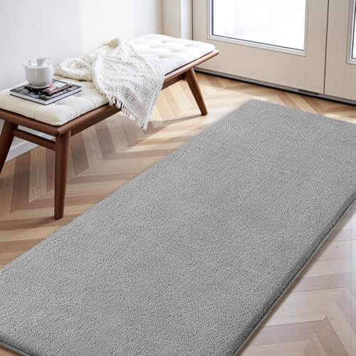 Sour Lemon Teppich Wohnzimmer Grau Teppich Schlafzimmer 80x150 cm Kurzflor Waschbar rutschfest Flauschig Teppiche Gegend Läufer Teppiche Carpet für Jugendzimmer Kinderzimmer