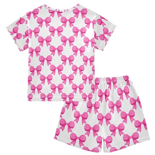 Pink Bows Pajama Set Pajamas Sleepwear Nightwear Loungewear Clothes Set B04051062