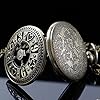 Tiong Vintage Hollow Pocket Watch with Necklace Chain Alloy Quartz Skull Arabic Numerals Men Pocket Watches Vintage Pendant #4
