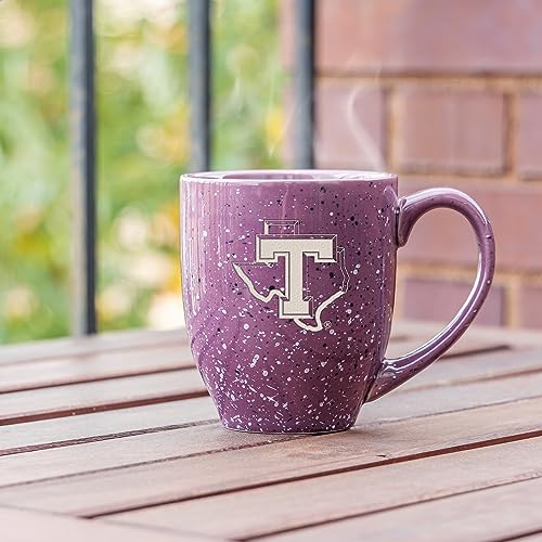 Image of Rico Industries NCAA Tarleton State Texans Purple Personalized 16 oz Team Color Laser Engraved Speckled Ceramic Coffee Mug
