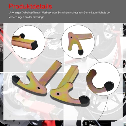 CeyKvo Motorrad Montageständer Set – Universeller Adapter für Hinterrad-Klauenaufnahme & Gabel, inkl. Schwingenadapter und Stativhaken – Passt zu Motorradhebern und Vierkantrohr-Heckständern