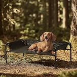 Gardner Pet Elevated Dog Bed, Outdoor Raised Dog Bed, Portable Cooling Bed for Dogs, Elevated Pet Bed with 3-Sided Guardrail, Washable Breathable Mesh, Size S (88x55x31cm), Black