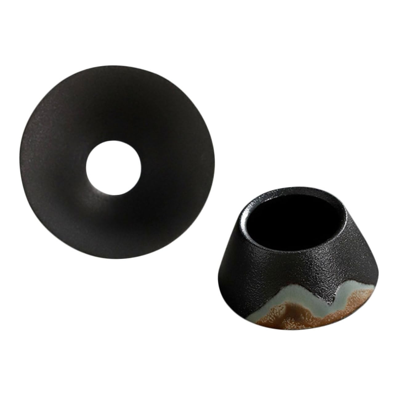 SOIMISS 3 Piezas Filtro De Té Colador De Té Platillo Embudo Taza De Colador De Té Filtros Infusor De Té Taza Para Té Infusores De Té De Hojas Sueltas Descafeinado Neto Gres Black Cerámica
