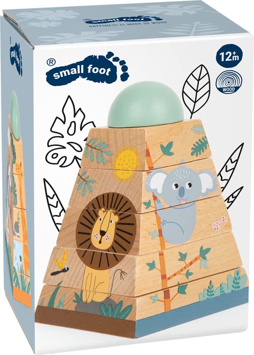 small foot Stapelturm "Safari" aus Holz, Motorikspielzeug zum Stapeln mit Tier-Motiven, für Kinder ab 12 Monaten, 12320 – Ansicht 8