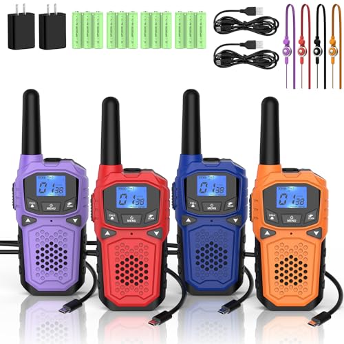 Walkie-Talkies-for-Adults-WokTok-Long-Range-2-Way-Radio-for-Camping-Hiking-Hand-Held-Hiking-Accessories-Camping-Gear-Xmas-Birthday-Gift-for-KidsSOS-SirenNOAA-Weather-Alert4-Radios