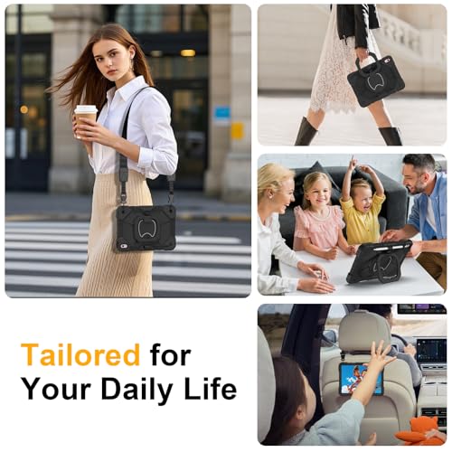 Image of Case for iPad (A16) 11th Generation 11 Inch 2025, Ubearkk for iPad 10th Generation 10.9 inch 2022 case with Screen Protector 360 Degree Rotating Stand Shoulder Strap Pencil Holder, Black