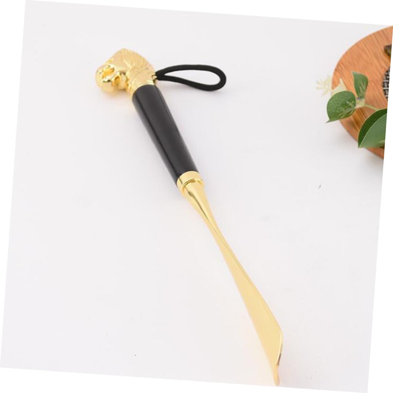 Calzascarpe in Metallo Testa di Leone 32cm Manico lungo Ergonomico per Anziani e Donne in Gravidanza Accessorio Domestico per Scarpe Uomo e Camoscio