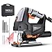 TACKLIFE Advanced 6.7 Amp 3000 SPM Jigsaw with Laser & LED, Variable Speed, Carrying Case, 6 Blades, Bevel Cutting Angle (-45°-45°), Pure Copper Motor, 10 Feet Cord - PJS02A