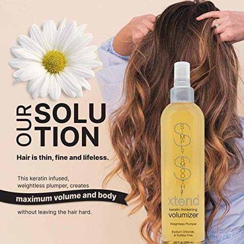 Simply Smooth Xtend Keratin Replenishing Volumizer | Thickening Spray For Fine, Thin & Lifeless Hair | Create Body, Volume & Texture To Limp Hair | Weightless Hair Plumper | 8.5 Oz. #TOP2