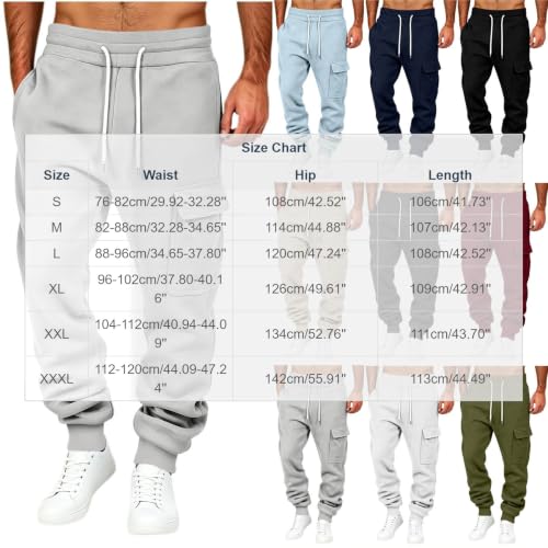 Pantalones Holgados para Hombre Cargo Sweatpants for Men Baggy Drawstring Joggers Hiking Fall Winter Pants Mens Cargo Joggers with Pockets Sweatpants Heavyweight Gray S - image 3