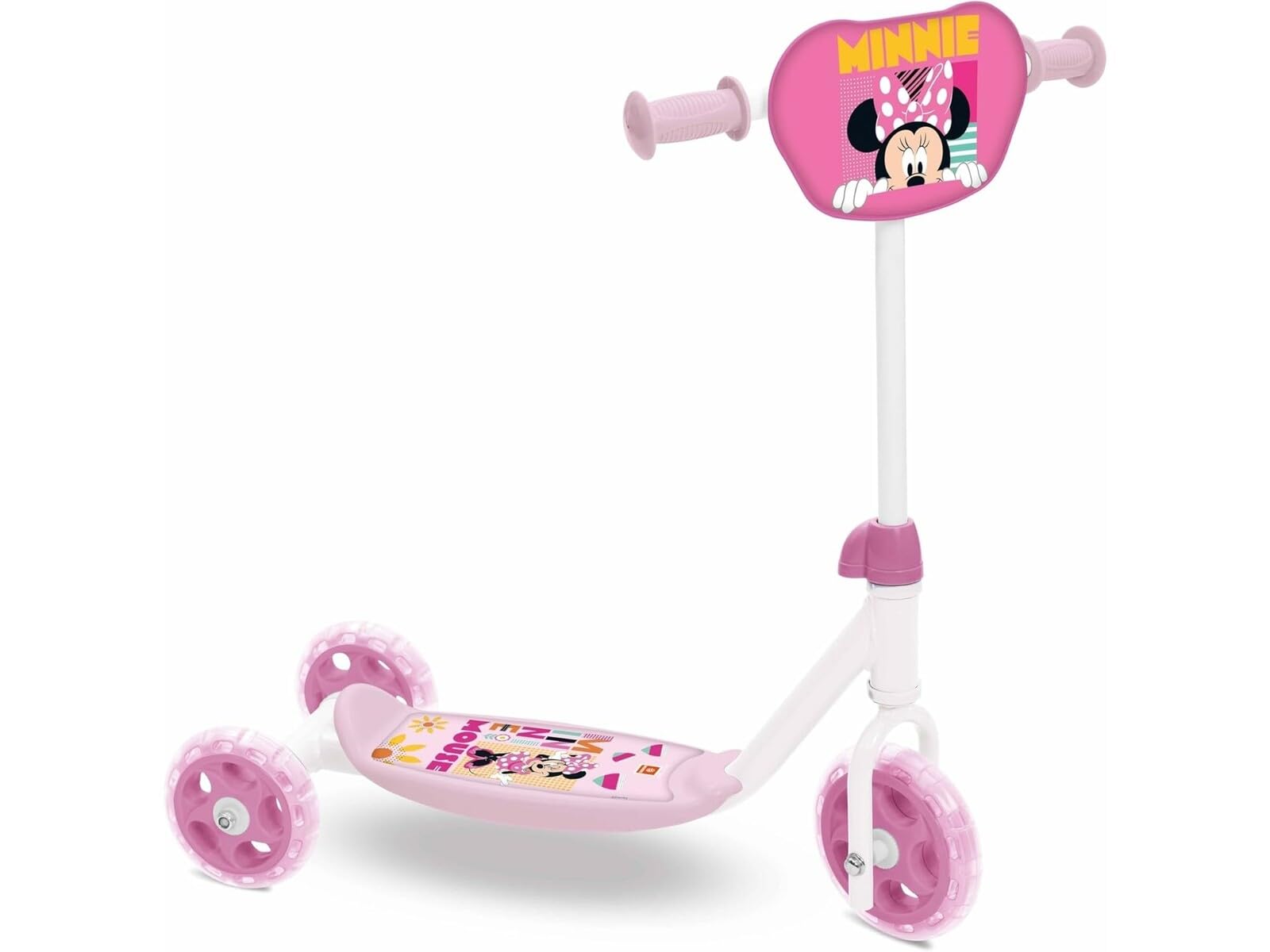 MONDO 28690 Toys-My First Minnie 3 Wheels Baby Scooter with Storage Bag Included for Boy Girl 2 Years Disney Minnie-28690, Multi-Coloured, Regolabile