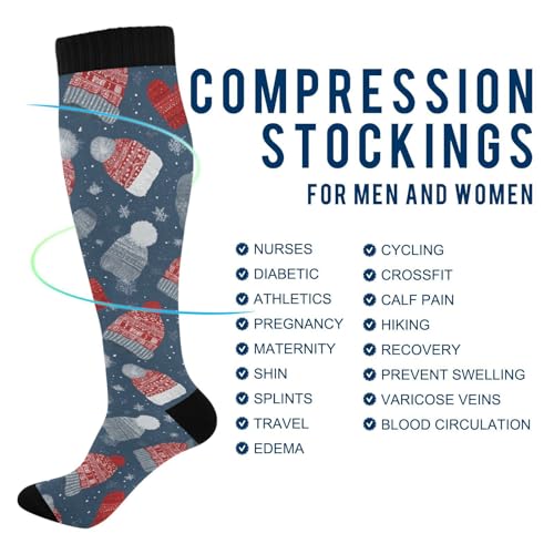 Image of SHJI Compression Socks for Women Sock Men Knee High Stockings for Running Athletic Hiking Cycling