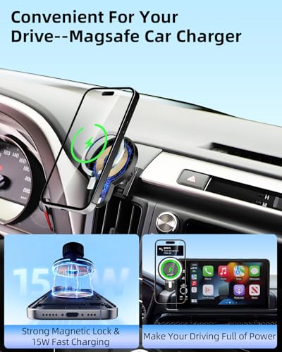 Image of PZK Car Phone Mount for Honda CRV CR-V 2017 2018 2019-2020 2021 2022 Accessories 5th Gen CRV Custom Air Vent Phone Holder Magnetic 15W Fast Wireless Charger 360 Rotation Automobile Cradles