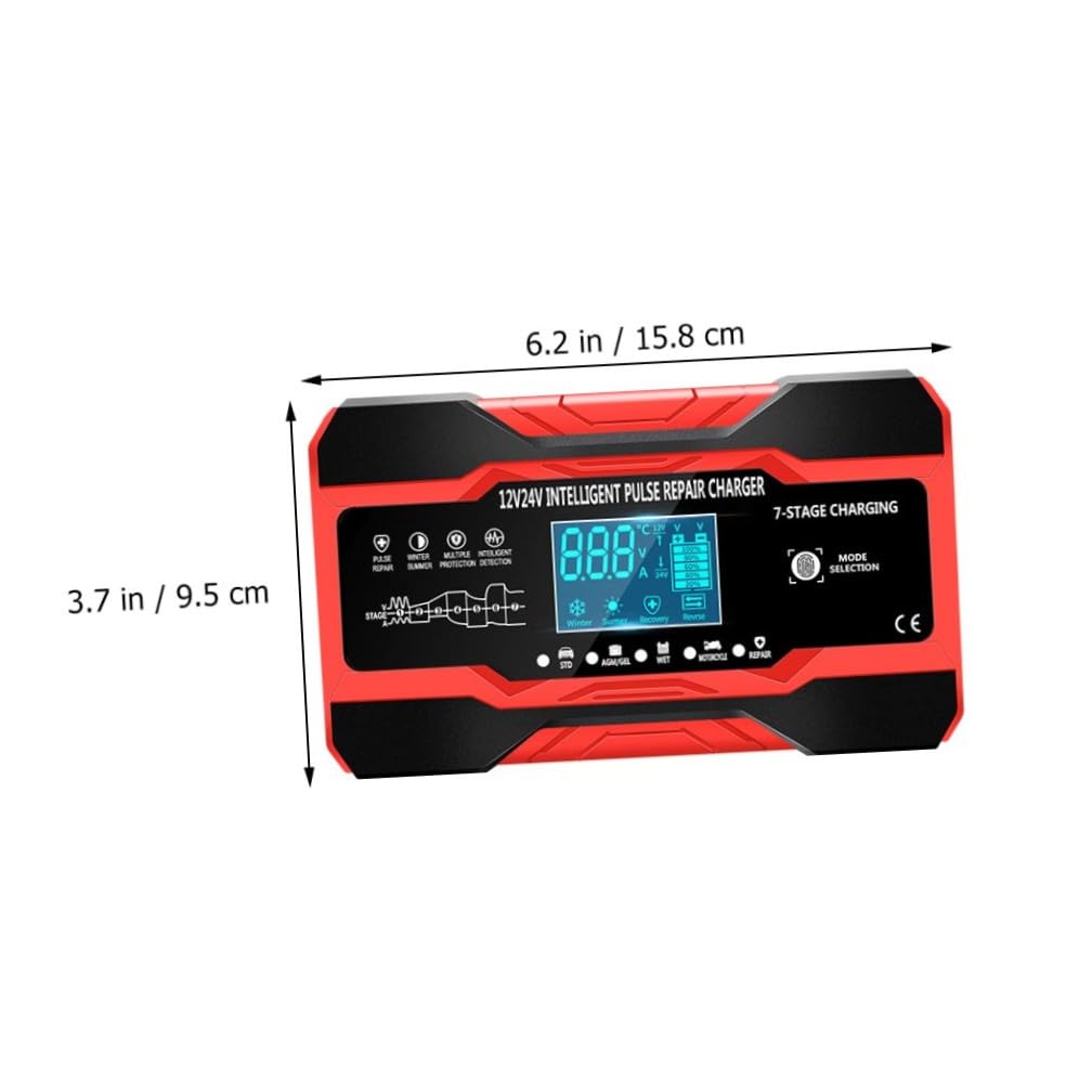 IMIKEYA Caricabatterie per Auto e Moto 12v 24v Intelligente Riparazione a Impulsi, Custodia Ignifuga in Abs, Alimentazione 180w, per Uso Esterno