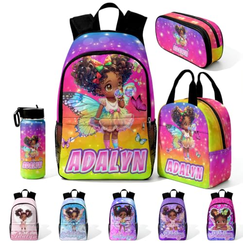 Image of Custom Backpack for Girls Kid Personalized Backpacks Back to School Set | Kids Customized Toddler Girl Backpack with Lunch Bag Book Bag Kindergarten Prek Preschool Birthday Gifts Shiny Little Girl