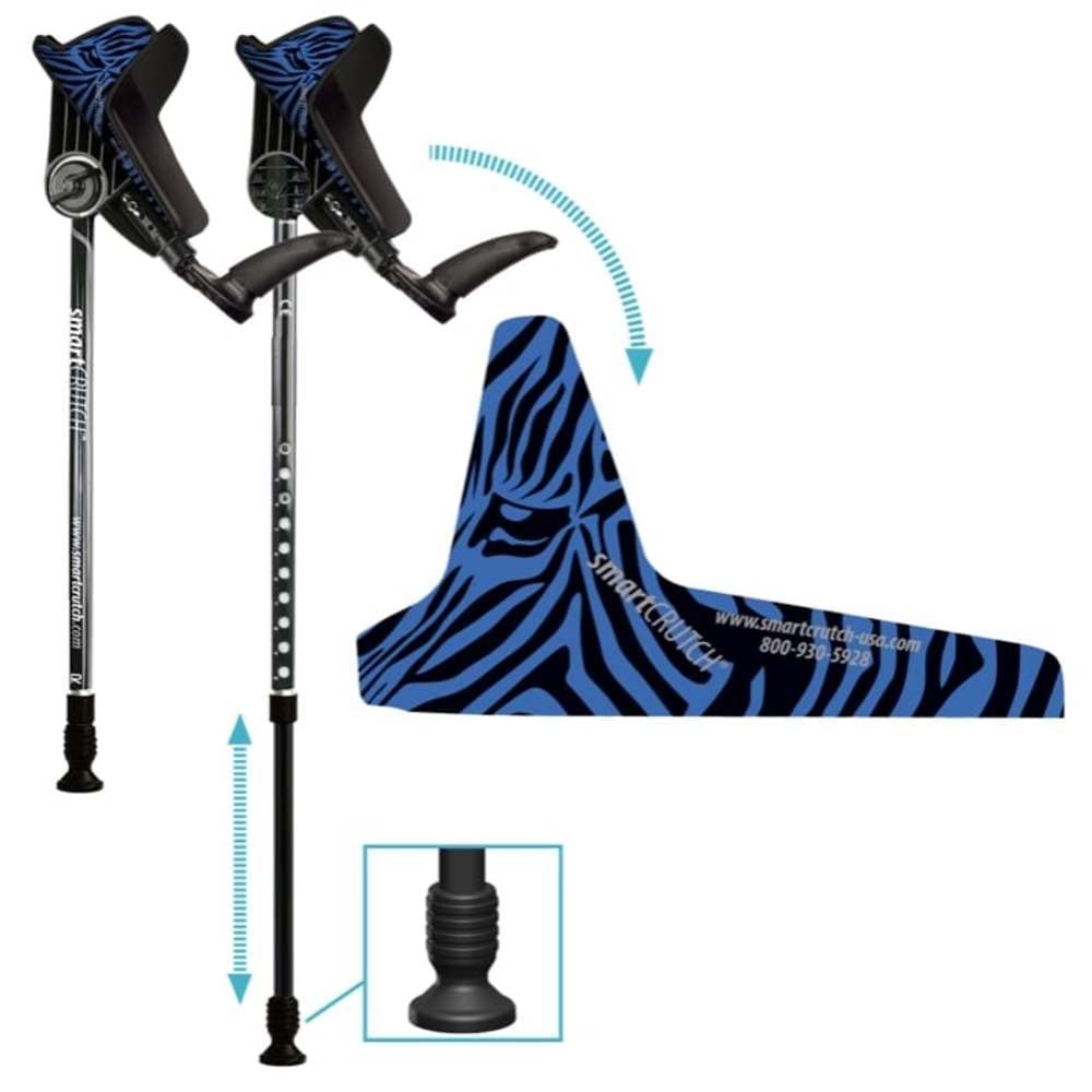 smartCRUTCH Ergonomic Custom Forearm Crutches for Adults, Multiple Colors, Adjustable Forearm Rotates 15-90 Degrees - Heights 4'4" to 6'4" - 265 lbs Non Weight Bearing