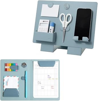 LHiDS Magnetic Business Portfolio + Foldable Float Board, Resume Padfolio Organizer, A5 Folder with Clipboard, Paper Clip, Writing Pad, Portable Office Board Organizer, Magnetic Design, Water Blue