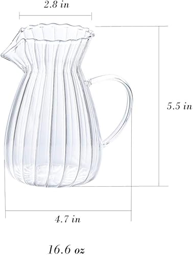 Miniatura 2 de CHOOLD Jarra creativa de crema de cristal transparente a rayas en relieve, jarra de servir, jarra de salsa, jarra de crema de café con leche para