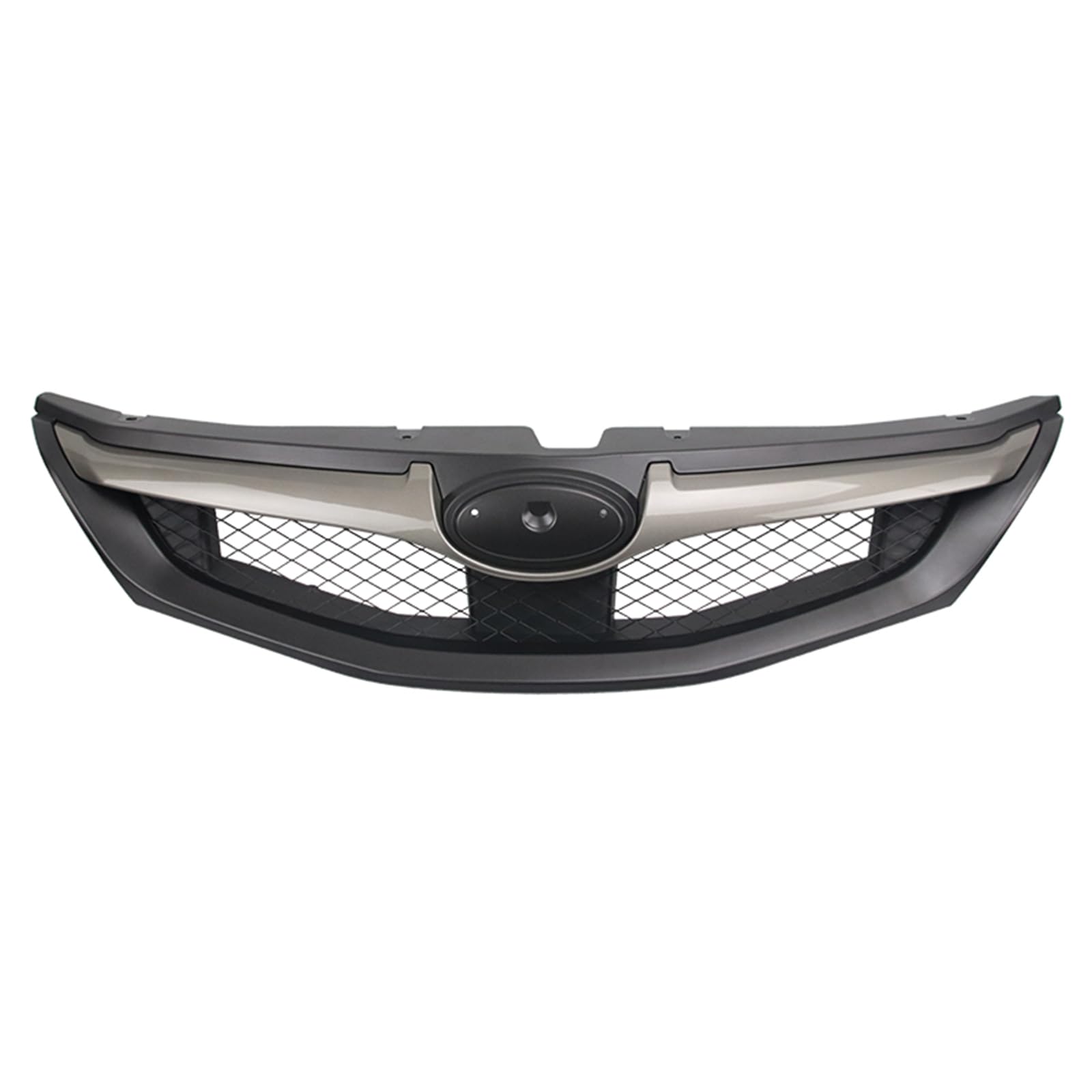 IKON MOTORSPORTS Front Upper Grille, Compatible with 2008-2010 Subaru Impreza WRX Hatchback 4DR Only, OE Style Matte Black W/Silver ABS Plastic