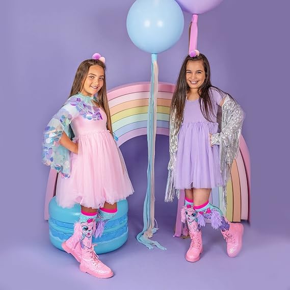 SAMVARDHAN Knee-High Socks Dog Design Printed with Fluffy Ears Colorful Socks for kids School Girl Super Comfortable - Age of 3 to 12 Years 2
