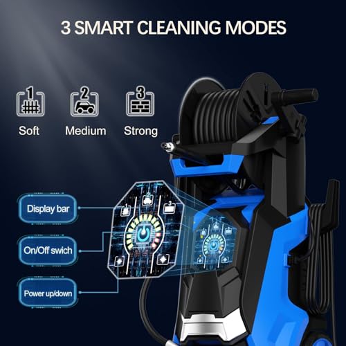 Pecticho Electric Pressure Washer 4200PSI Max 2.8 GPM Power Washer with Smart Control and 3 Levels of Adjustment Effortlessly Cleaning Car Patio Blue