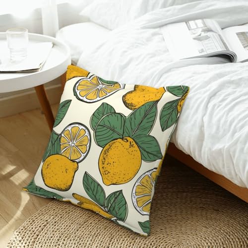Coussin similicuir citron pour déco rustique de salon et canapé