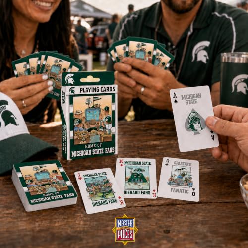 Image of Masterpieces NCAA Michigan State Spartans Playing Cards - Official Team Deck, 54 Cards - Adult