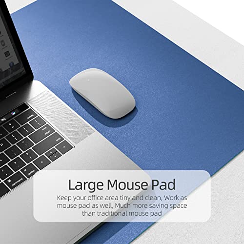 Image of YSAGi Office Desk Pad, 23.6 inch x 13.7 inch Ultra Thin Waterproof PU Leather Mat, Laptop Protector for Keyboard and Mouse, Writing Pad for Office and Home (Azure Blue+Green)