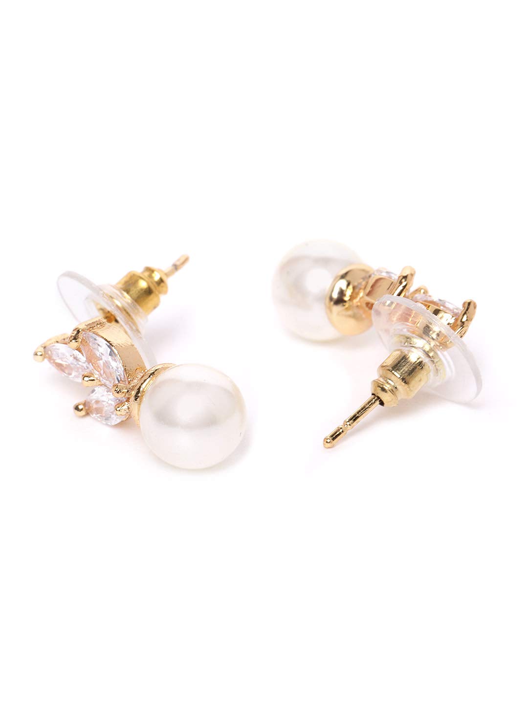 Tone Shimmering CZ & Pearl Stud Earrings ZPFK9473