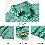Mens Golf Shirt Moisture Wicking Dry Fit Performance Sport Short Sleeve Striped Golf Polo Shirts for Men - Image 4