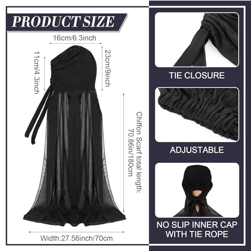 Save 13% on 2 Pcs Women Chiffon Hijab with Tie Back Under Cap