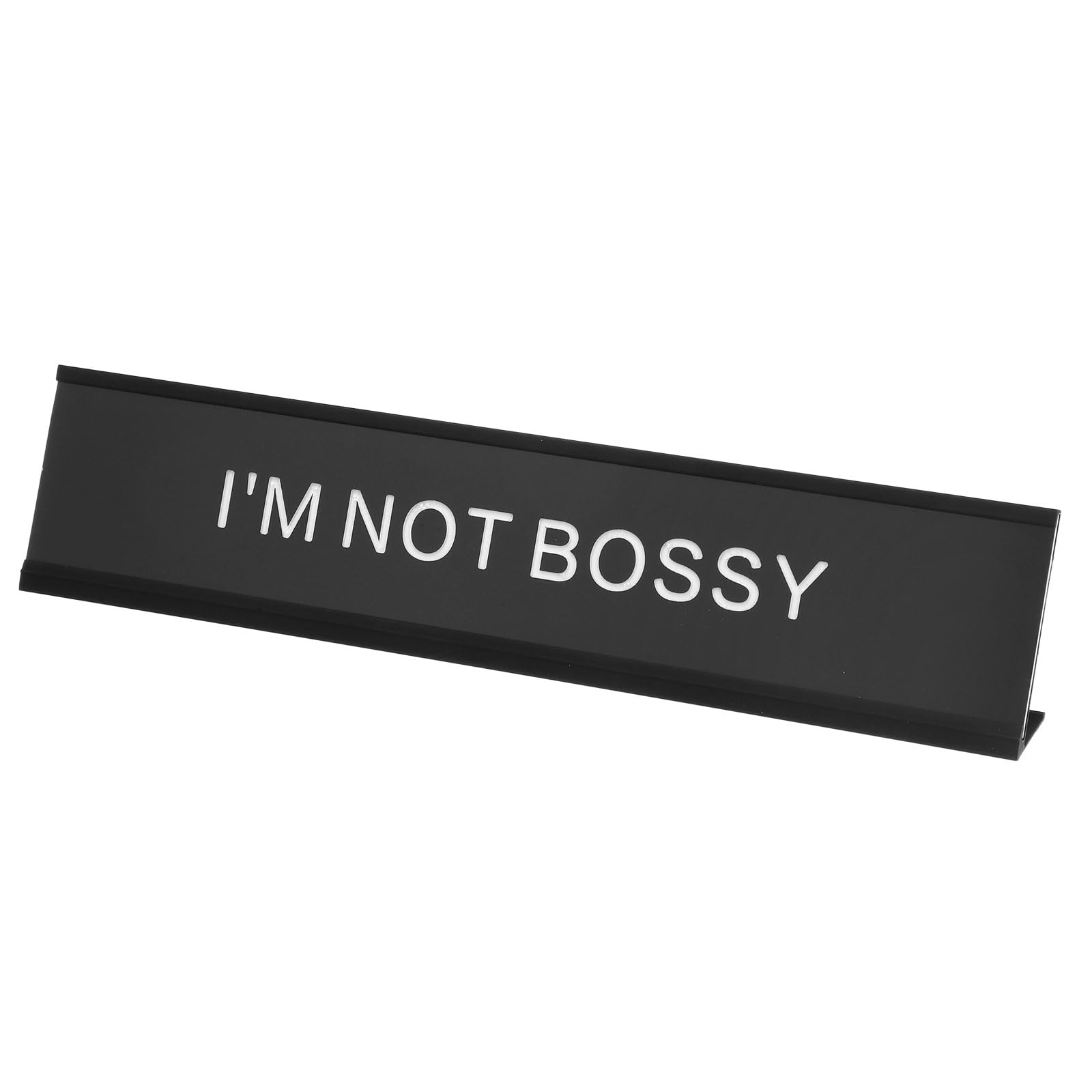 PATIKIL I'M NOT BOSSY Desk Name Plate, Aluminum Desk Plaque Funny Nameplate Sign for Office Coworker Prank Gifts Desk Decor, Black/White on Black