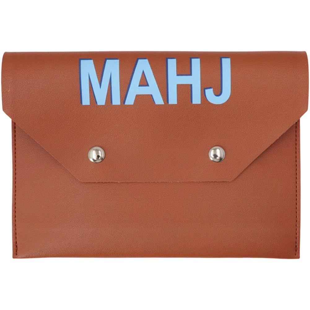 Sslvya Leather Mahjong Card Bag Holder Pouch Mahjong Accessories Protector Cover Case for Mahjong Lover Playing Game Night