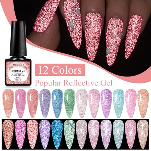Set de 12 esmaltes de gel con brillo reflectante miniatura 4
