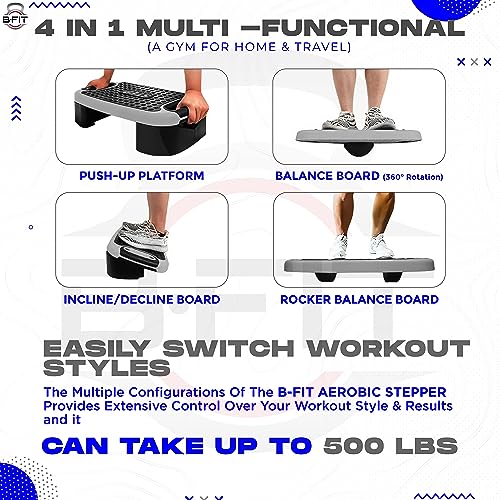 Image of B Fit Premium Quality Aerobic Steppers (53X33X13 CM-GREY)