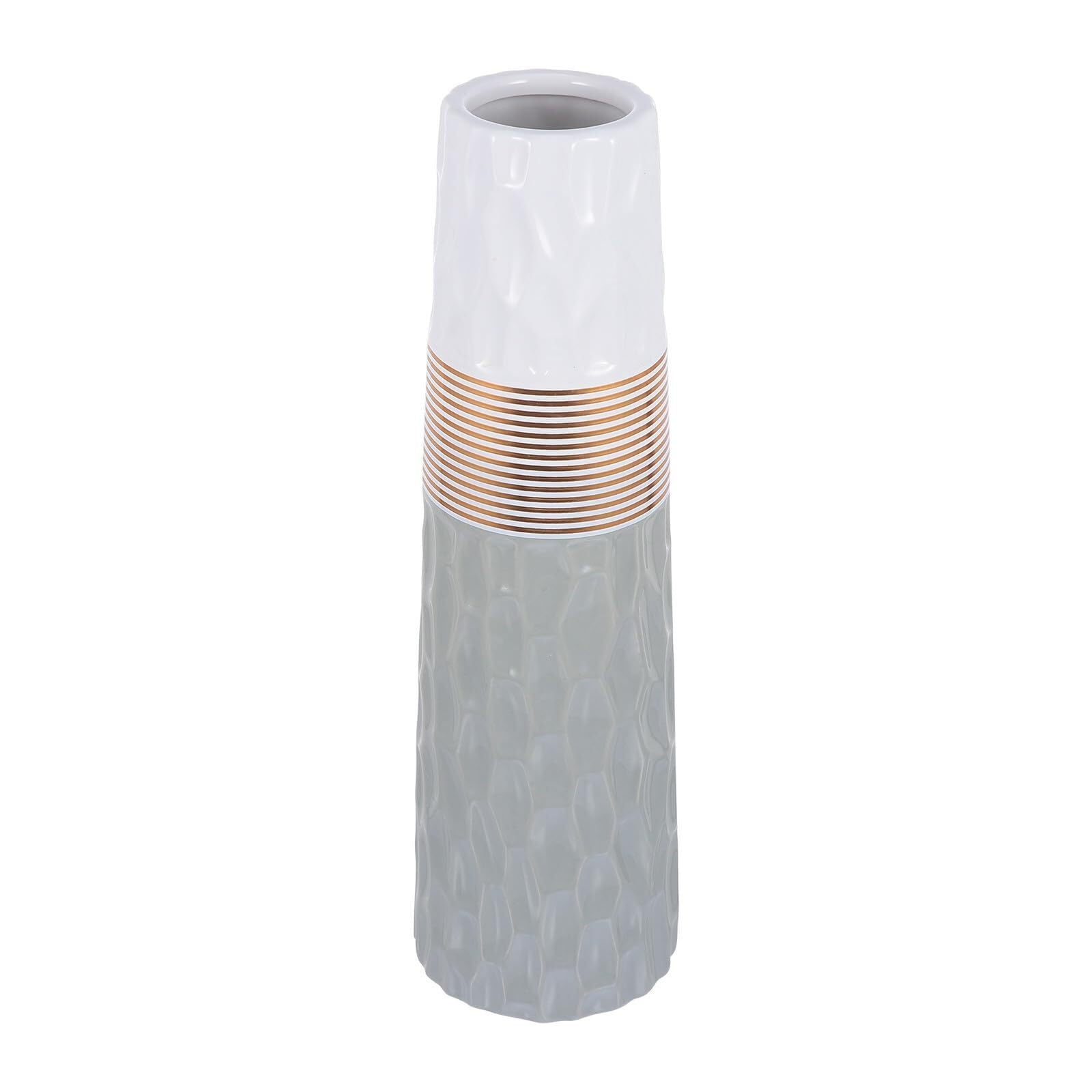 Flower Vases Ceramic Flower Holder And Decorative Vase Two-Tone White And Gray Arrangement Container Décor Desk Decor