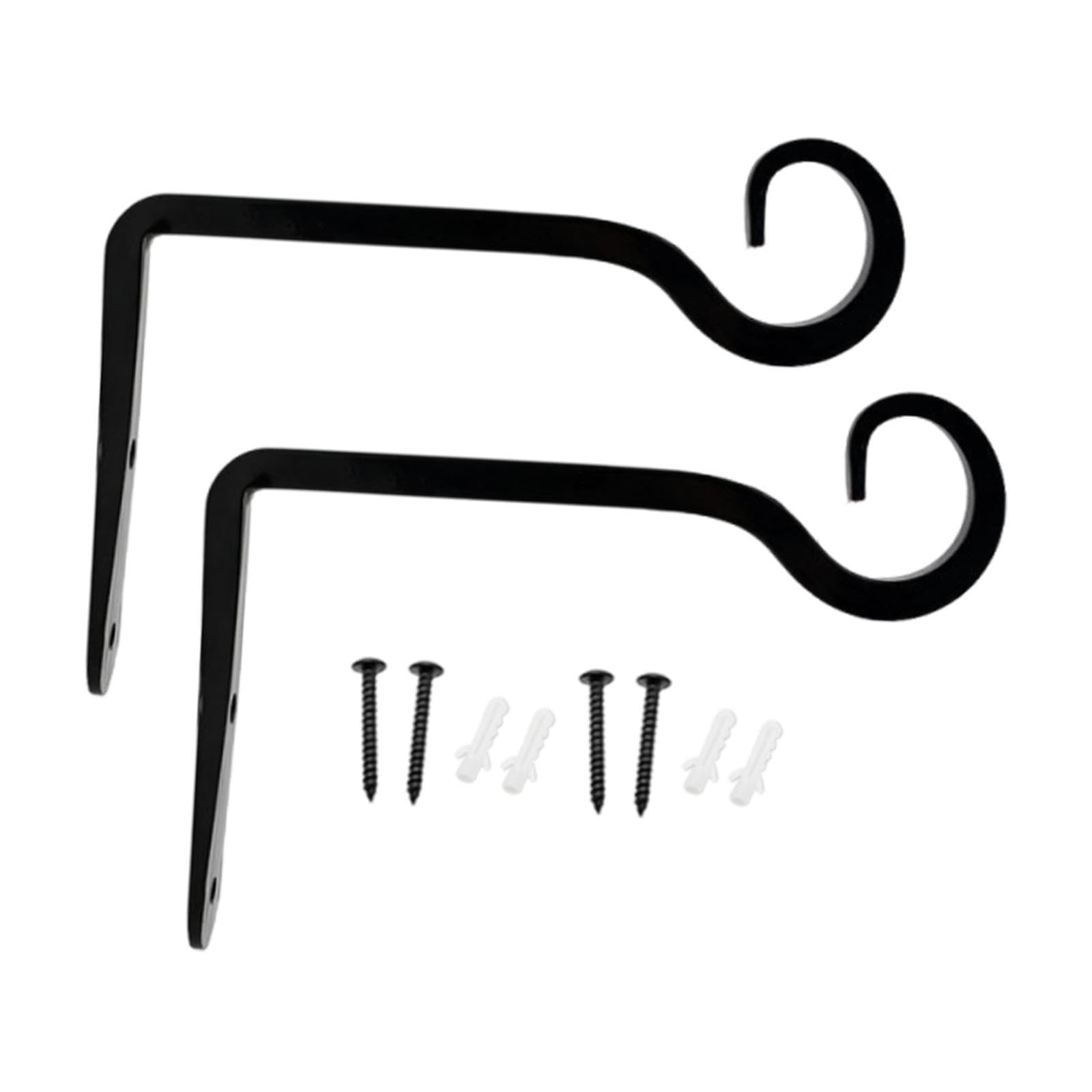 VELURA 2 Pieces Iron Hanging Plant Brackets Plant Hangers for Indoor Flower Baskets Black 15.5cmx10.2cm|5 Plant Saucers|Plant Hooks & Hangers| Yard, Garden & Outdoor Living-image-39
