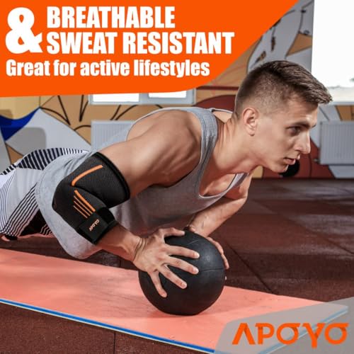 Image of APOYO Tennis Elbow Brace for Women & Men, Workout and Everyday Use (XXL) | Elbow Compression Sleeve for Arthritis, Tendonitis, Tennis Elbow & Golfers Elbow, Reduce Joint Pain During Fitness Activity