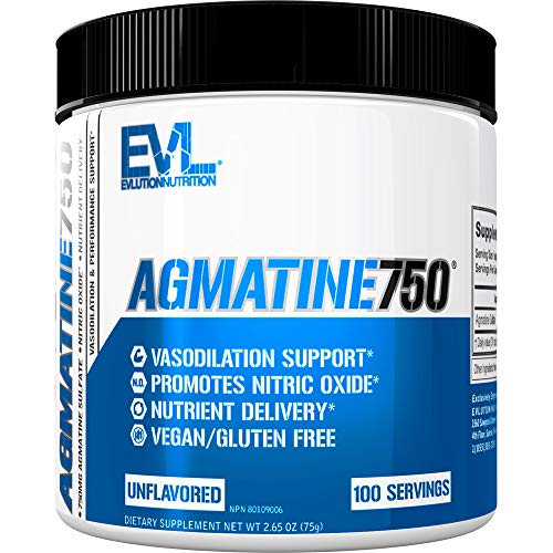 Evlution Nutrition Agmatine750, 750mg of Agmatine Sulfate in Each Serving, Vegan, Gluten Free, Unflavored Powder (100 Servings)