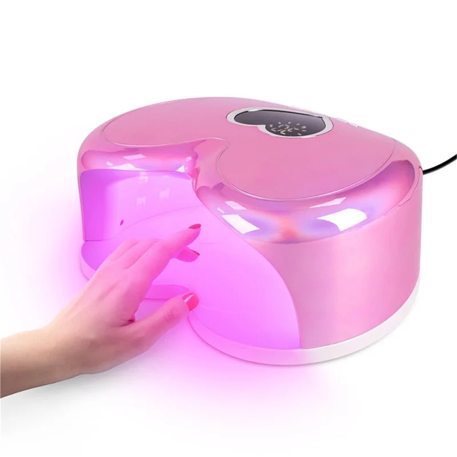 Lampa LED do paznokci, Urocza, szybkoschnąca maszyna do manicure i pedicure w kształcie serca, lekka, 96 W, lampa UV LED paznokci(Pink)