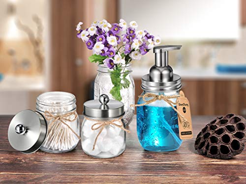 image for SheeChung Mason Jar Bathroom Accessories Set - Includes Mason Jar Foam
