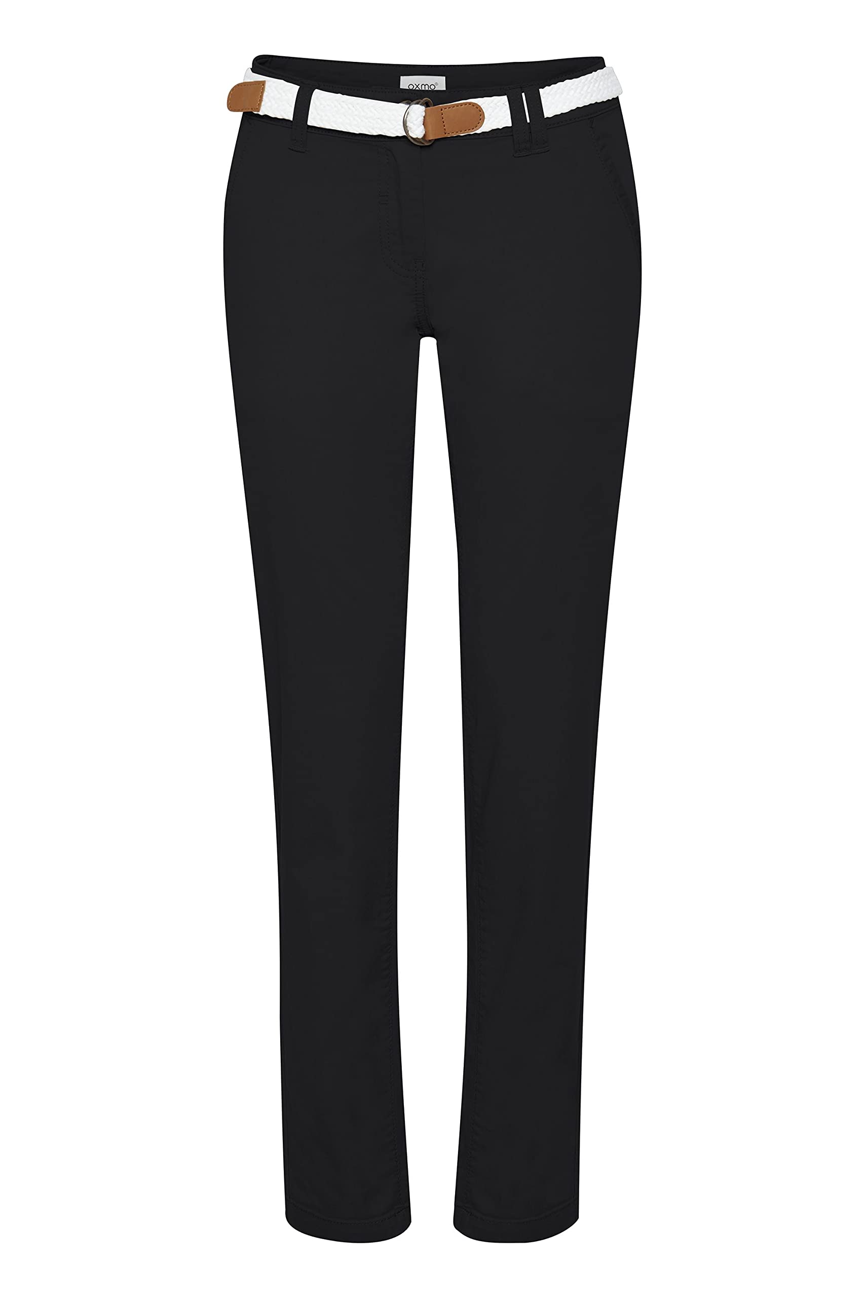 OXMO OXChakira Damen Chino Hose Stoffhose mit Gürtel Stretch Eingrifftaschen Baumwollmischung Regular fit