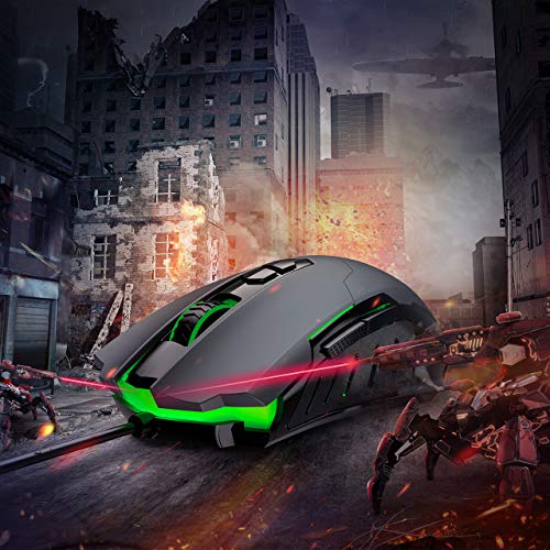 PICTEK Gaming Mouse Wired [7200 DPI] [Programmable] [Breathing Light] Ergonomic USB Computer Mice RGB Laptop PC Gaming Mouse, 7 Buttons for Windows 7/8/10/XP Vista Linux, Grey - Thumbnail 2