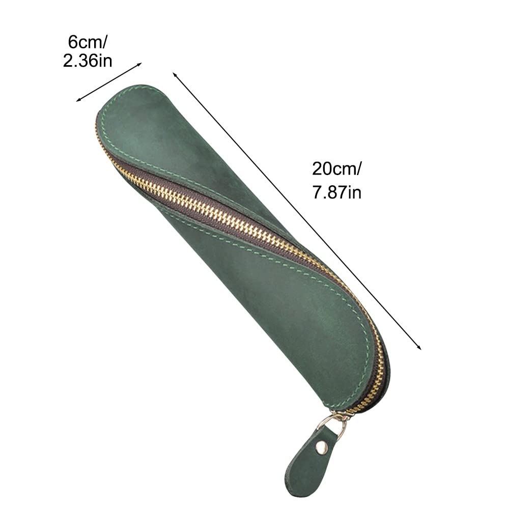 DONGKER Leather Pen Case, Vintage Zippered Pencil Pouch Pen Holder Case Can Hold 6-8 Pens for Work Office - Image 4