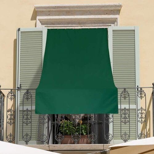 Corredocasa Tenda da Sole a Tinta Unita o Righe da Esterno - Ideale per Balcone Veranda Terrazzo terrazzino casa con Anelli e Ganci Tessuto Resistente (140L x 250A cm (1 Pannelli), Verde)